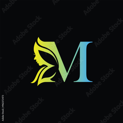 M beauty logo with women face, Letter M logo combination beauty logo icon Vector design