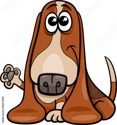 funny cartoon basset hound dog animal character