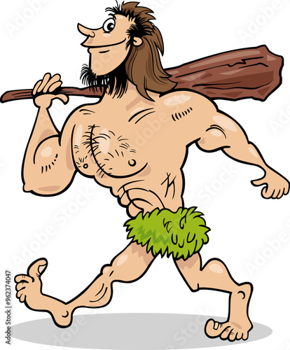 funny cartoon prehistoric caveman character