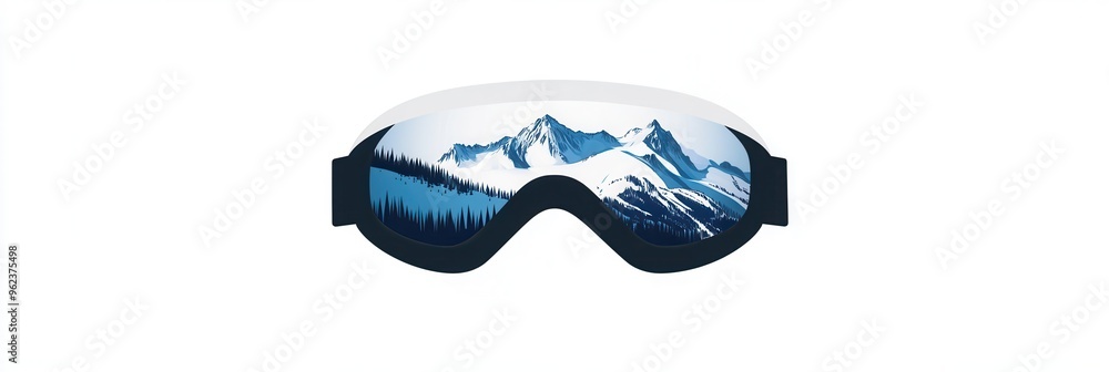 Obraz premium Ski goggles display a reflection of majestic snow-covered mountains, capturing the essence of winter sports. Generative AI