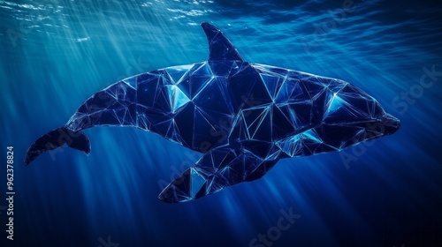 Abstract Orca Silhouette in the Deep Ocean