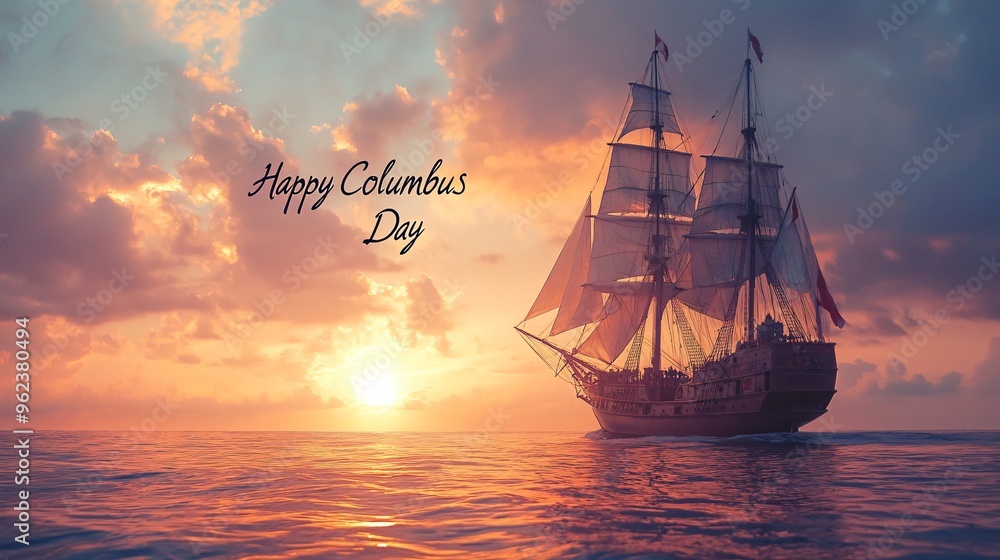 Fototapeta premium Columbus Day text background