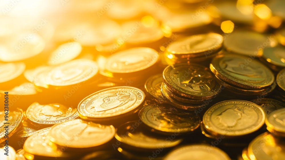 Glimmering Gold Coins Pile Glimmering Gold Coins Pile
