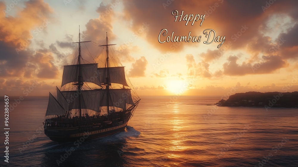 Fototapeta premium Columbus Day text background