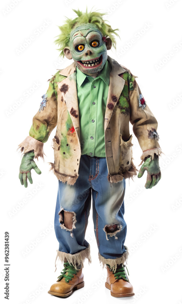 Fototapeta premium halloween, zombie, evil, man, face, horror, dark, transparent, nightmare, holiday, costume, scary