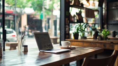 Cozy Coffee Shop Workspace