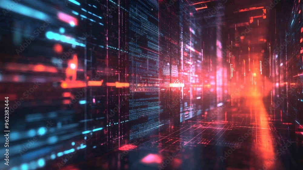 Futuristic digital space with abstract lines and bright lights. Futuristic digital space with abstract lines and bright lights.