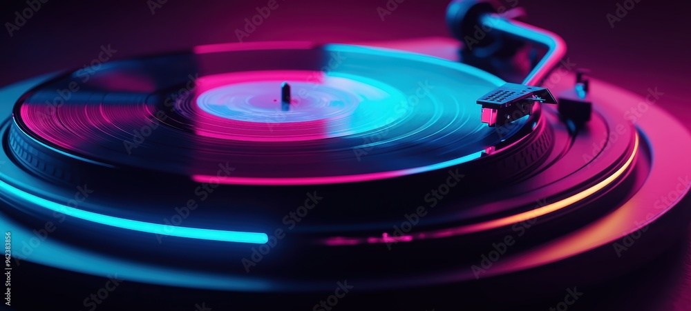 A classic vinyl record with a holographic cover A classic vinyl record with a holographic cover