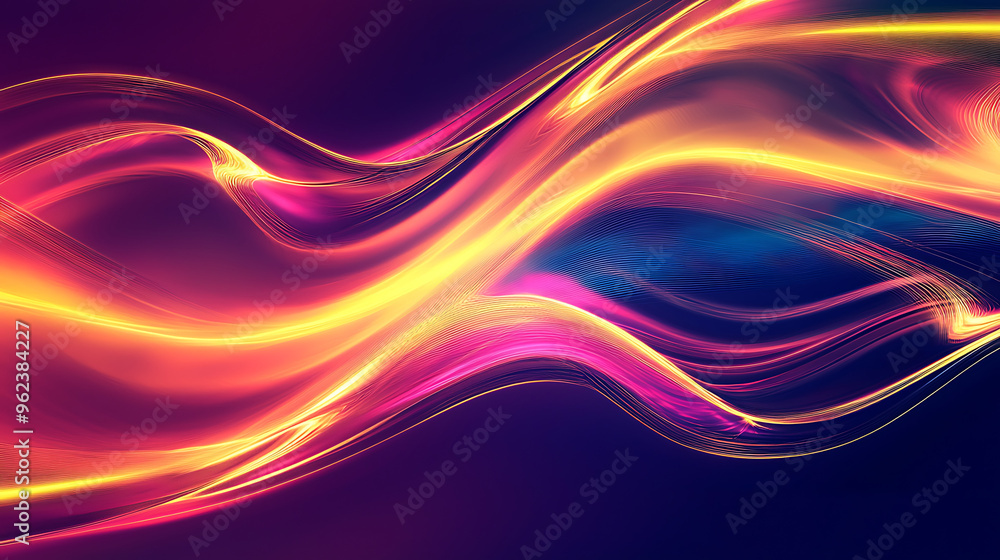 Fototapeta premium Glowing Multicolor Light Waves Abstract Art