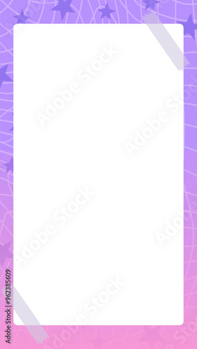 Aesthetic stars on pink purple gradient background. Story background template for social media. Stock vector illustration in cartoon style.
