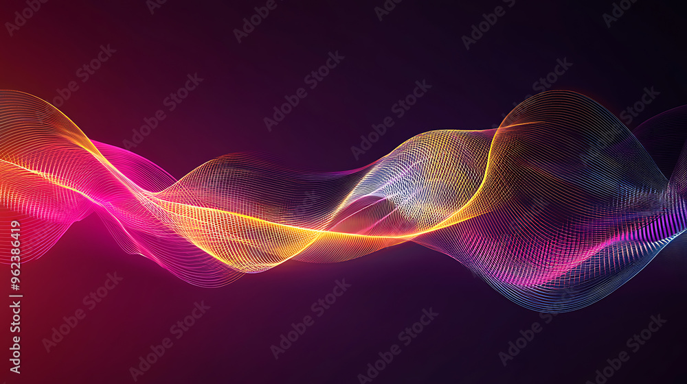 Fototapeta premium Vibrant Flowing Neon Light Waves Abstract Art