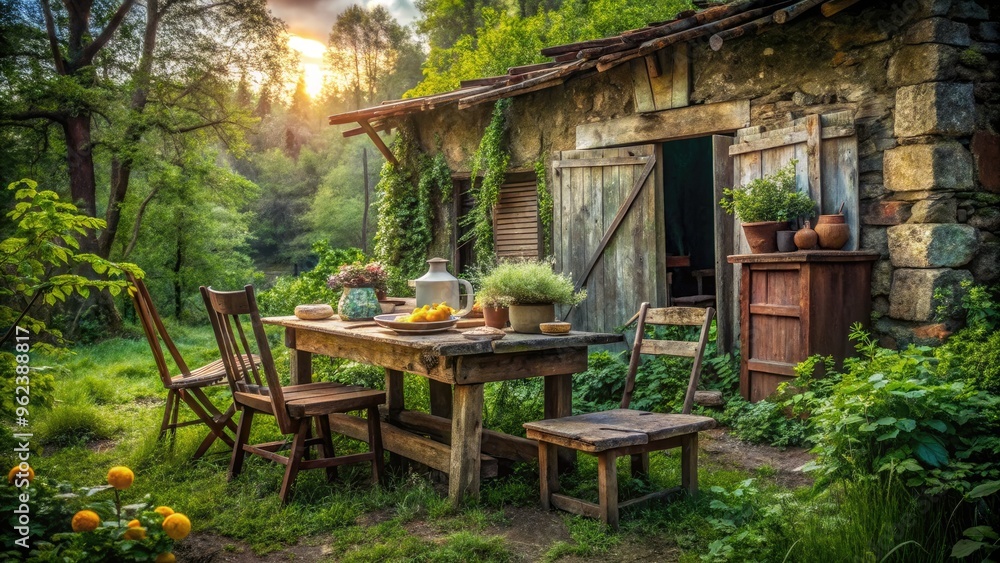 Obraz premium abandoned rustic outdoor setup