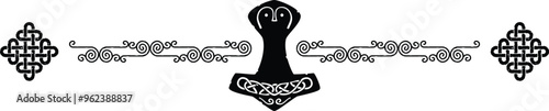 Celtic Header - Curved Lines - Knot Ends - Viking Hammer