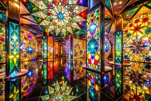 Wallpaper Mural intricate glass installations, kaleidoscope mirror reflections, vibrant colors, and abstract shapes evoking a sense of wonder and enchantment Torontodigital.ca