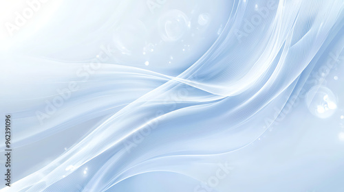 Soft Blue and White Flowing Waves with Sparkling Light Effects