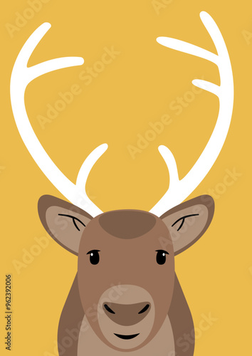 Reindeer on a yellow background - vector CMYK