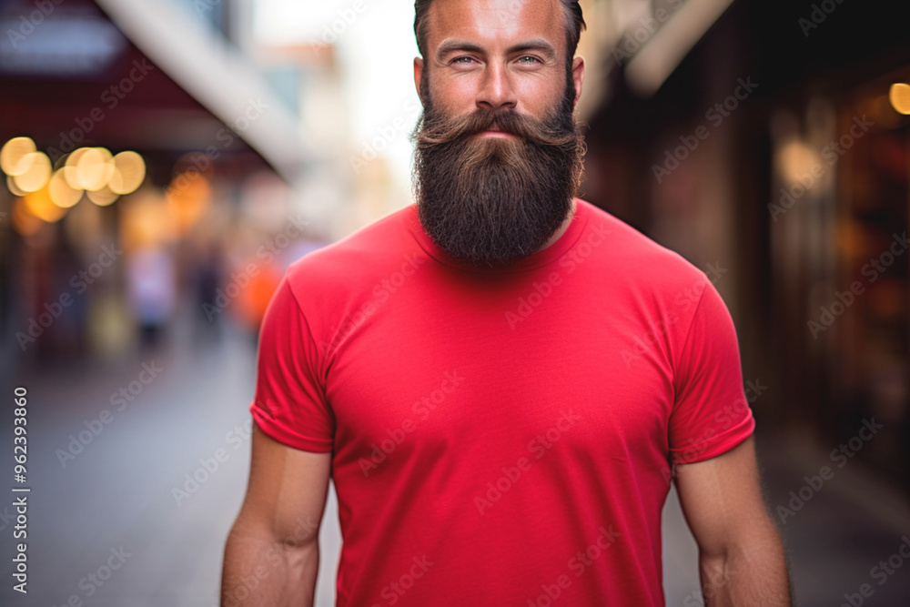 Portrait of a man in red attire for AIDS solidarity. Portrait of a man in red attire for AIDS solidarity.