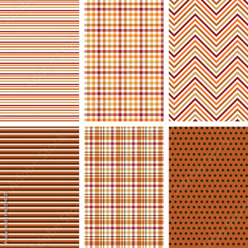 Autumn-inspired seamless repeating patterns. Coordinating print set for backgrounds, borders, textiles, apparel, paper products, scrapbooking, gift wrap, and more.