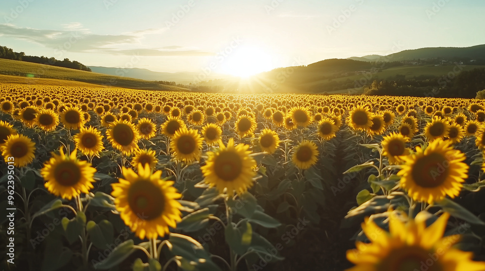 Fototapeta premium sunflower field in the morning