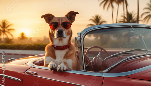 Labrador Dog Rocking Sunglasses Inside a Stylish Car