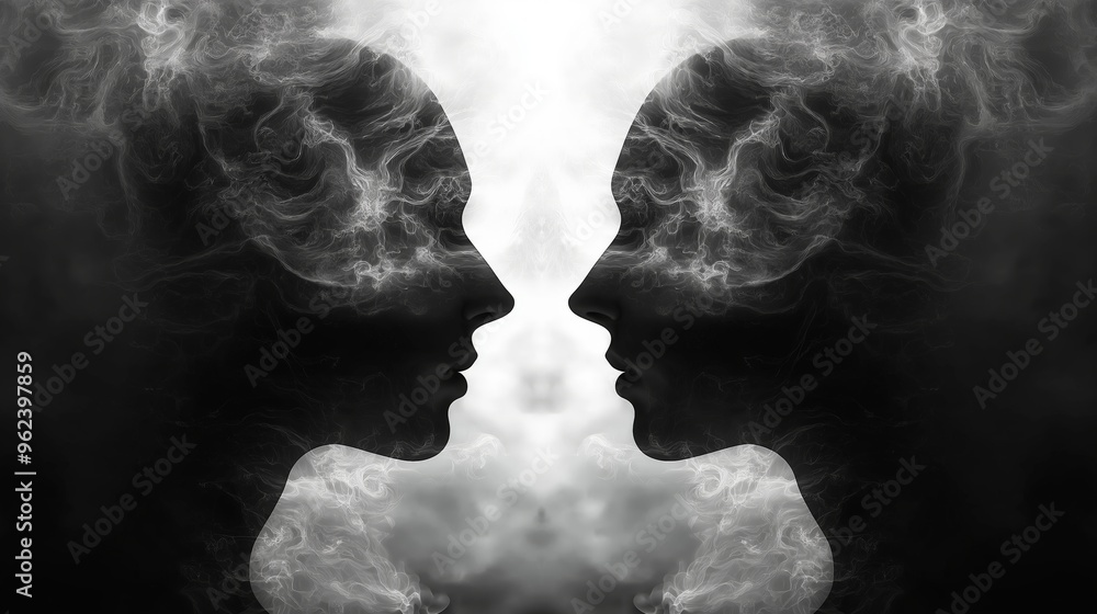 Metaphor bipolar disorder mind mental. Double face. Split personality. Metaphor bipolar disorder mind mental. Double face. Split personality.