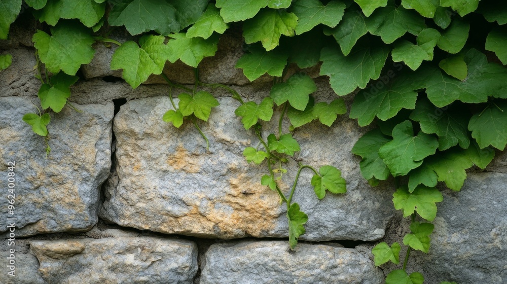 Vines Embracing Stone, lush green vines gracefully ascend a weathered ancient wall, showcasing the beauty of nature's resilience and the passage of time. Vines Embracing Stone, lush green vines gracefully ascend a weathered ancient wall, showcasing the beauty of nature's resilience and the passage of time.