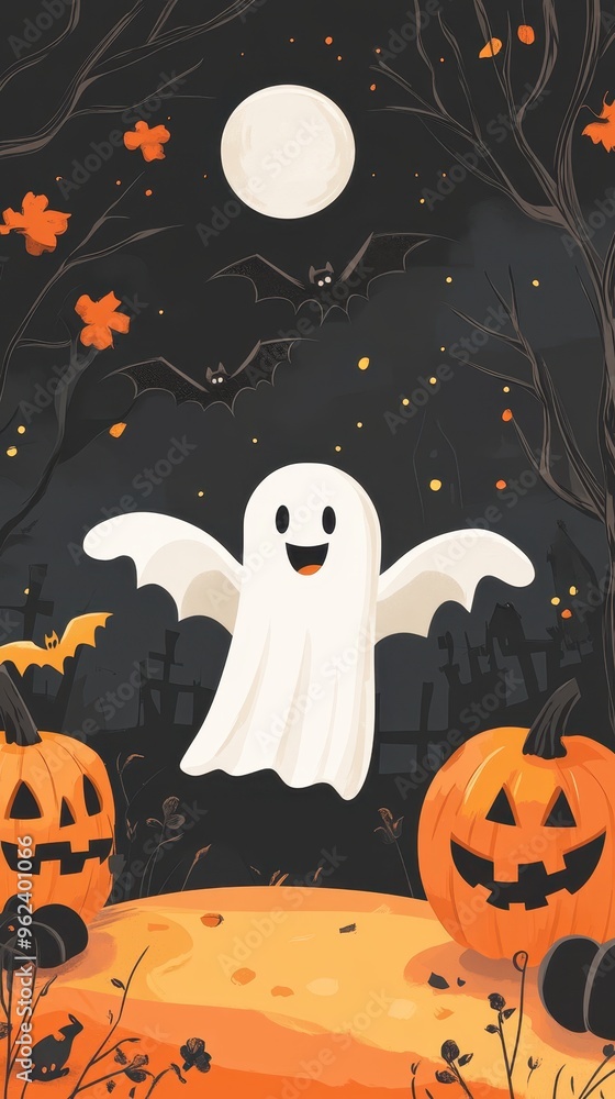 Black forest vertical phone wallpaper with friendly bats, smiling pumpkins, and floating ghosts, offering a fun Halloween design for mobile devices. Black forest vertical phone wallpaper with friendly bats, smiling pumpkins, and floating ghosts, offering a fun Halloween design for mobile devices.