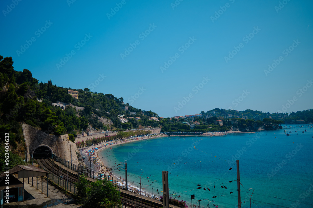 Villefranche sur Mer beach at summer Villefranche sur Mer beach at summer
