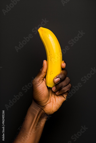 A man is holding a banana in his hand