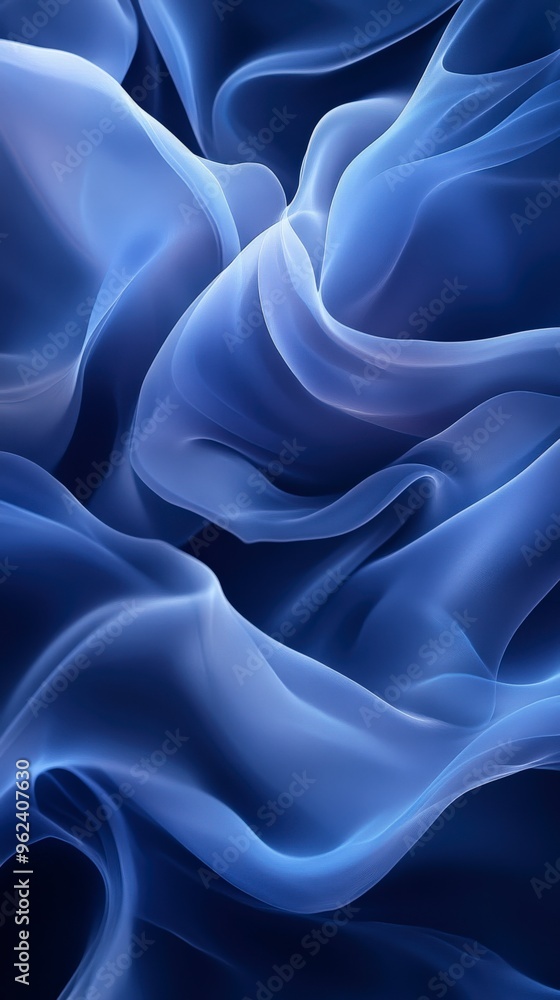 Obraz premium Smoky Blue Abstract Background with Fluid Shapes