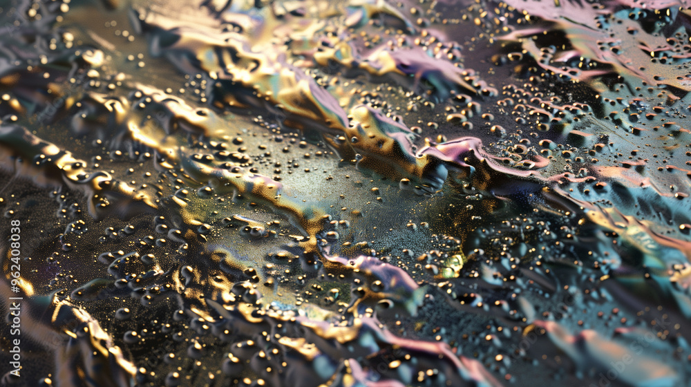 An abstract acrylic fluid texture with golden hightlight and dark hues creating dreamy liquid effect An abstract acrylic fluid texture with golden hightlight and dark hues creating dreamy liquid effect