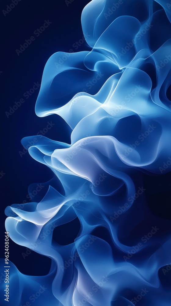 Fototapeta premium Smoky Blue Abstract Background with Fluid Shapes