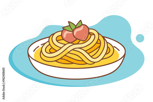 Italian Carbonara Pasta Platter Vector Design Crispy Bacon & Parmesan Perfection photo