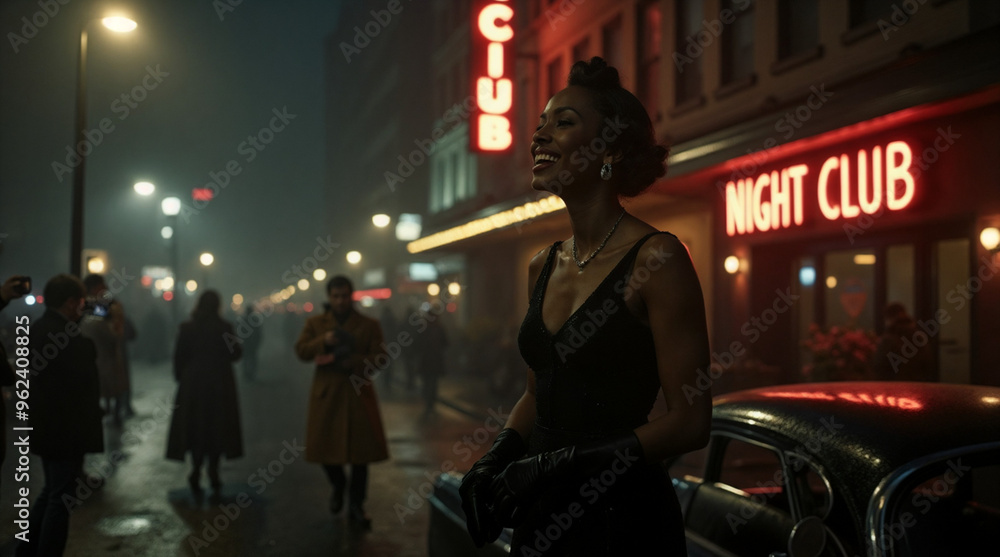 Obraz premium Classic Hollywood Night Out – Glamorous Couple in Vintage Style