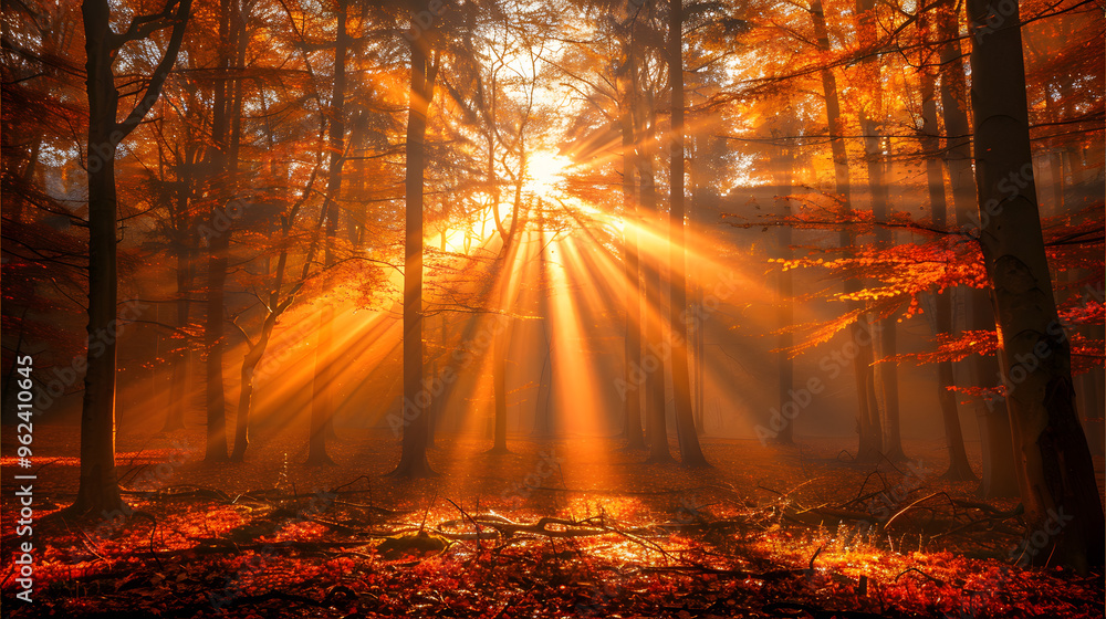 Autumn forest. Sunny forest. October Nature Scene. Autumn forest. Sunny forest. October Nature Scene.