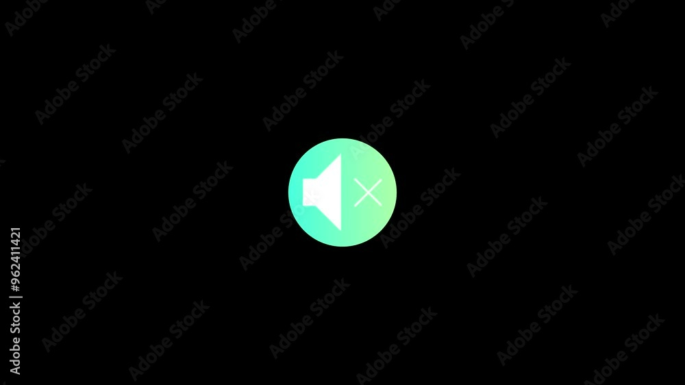 Animated mute speaker icon with a looping circle animation background. Animated mute speaker icon with a looping circle animation background.