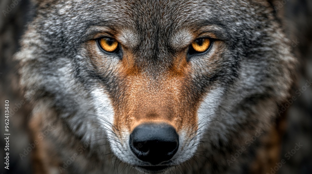 Fototapeta premium Intense Wolf Stare in a Detailed Portrait