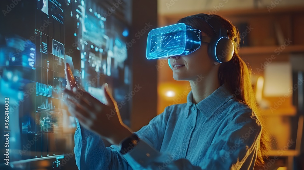 Holographic display showcasing an AI powered virtual assistant interacting with users through an intuitive and futuristic digital interface Holographic display showcasing an AI powered virtual assistant interacting with users through an intuitive and futuristic digital interface