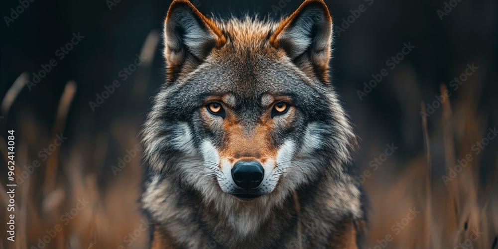 Intense Wolf Stare in a Detailed Portrait Intense Wolf Stare in a Detailed Portrait