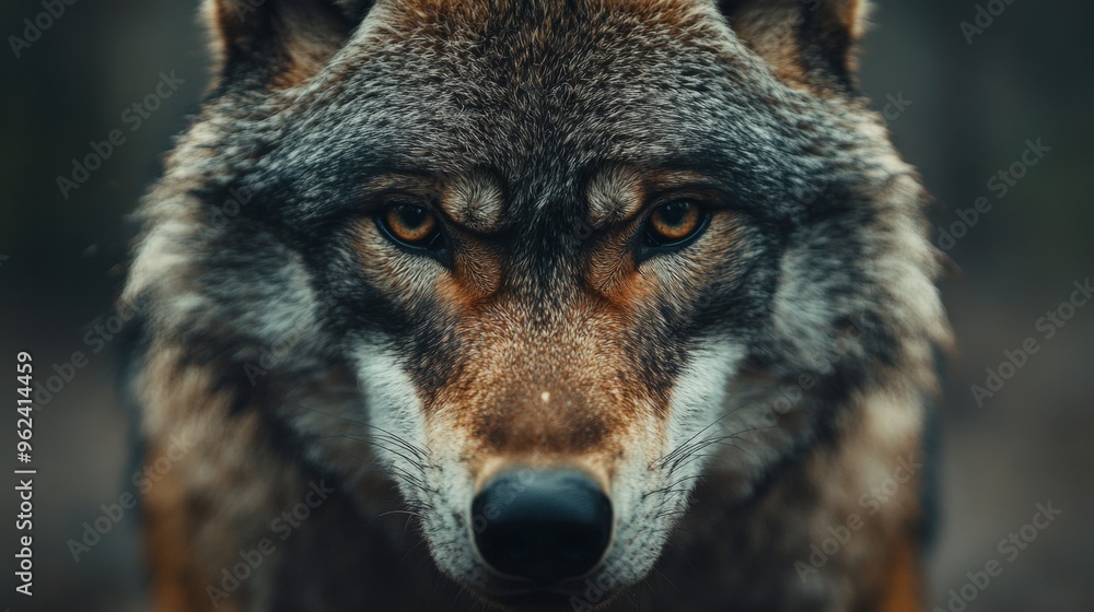 Fototapeta premium Intense Wolf Stare in a Detailed Portrait