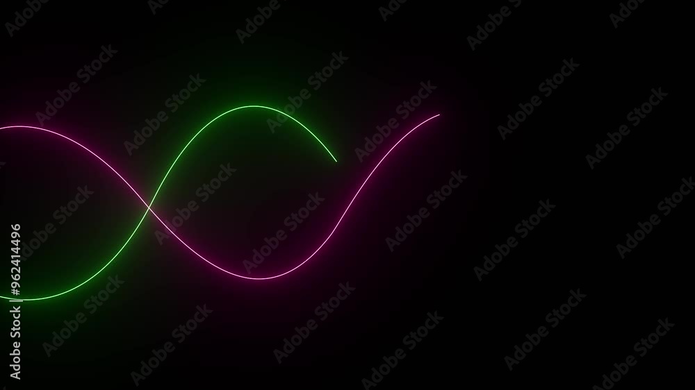 glowing neon line in black background. glowing neon line in black background.