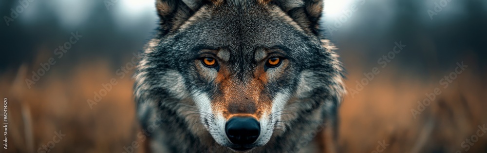 Fototapeta premium Intense Wolf Stare in a Detailed Portrait