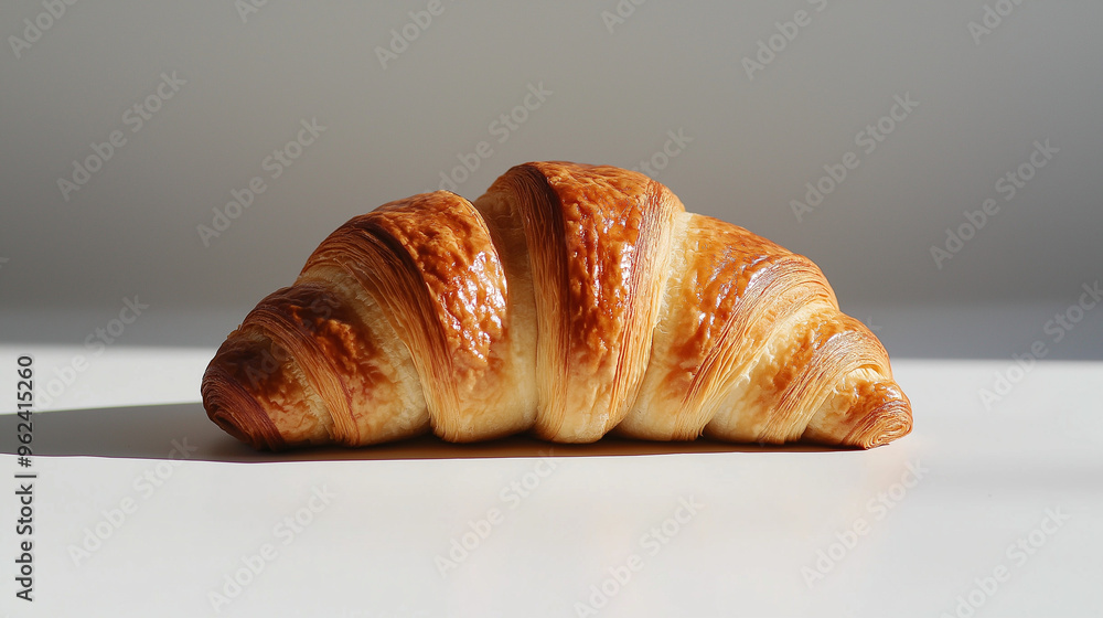 a butter croissant with a flaky, golden crust and a glossy surface against an isolated white background a butter croissant with a flaky, golden crust and a glossy surface against an isolated white background