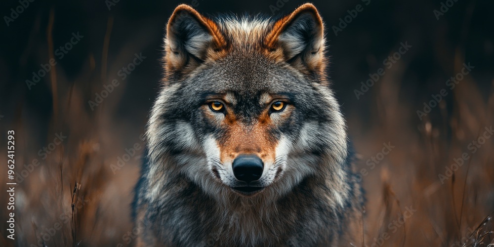 Intense Wolf Stare in a Detailed Portrait Intense Wolf Stare in a Detailed Portrait