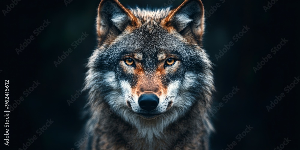 Intense Wolf Stare in a Detailed Portrait Intense Wolf Stare in a Detailed Portrait