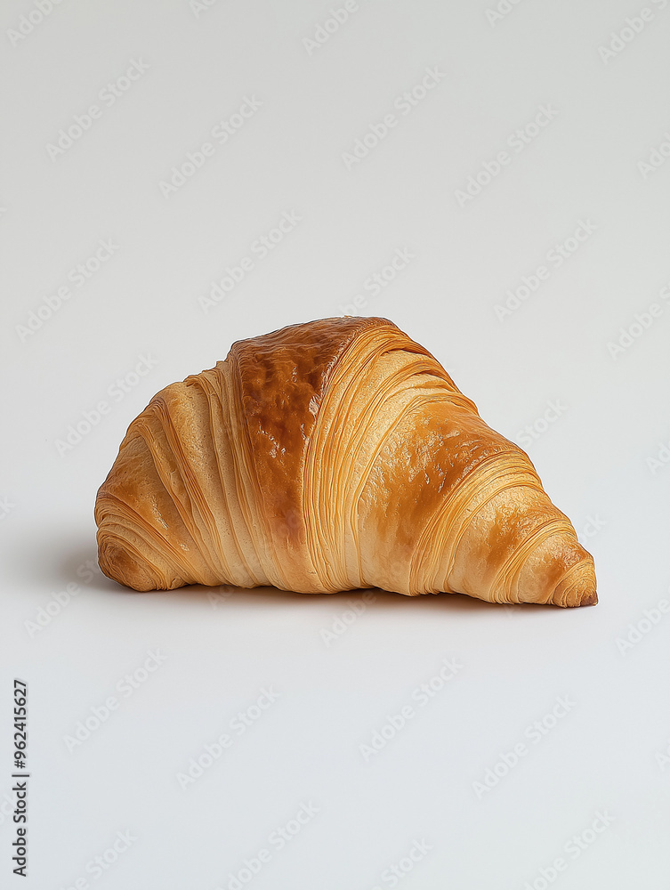 a butter croissant with a flaky, golden crust and a glossy surface against an isolated white background a butter croissant with a flaky, golden crust and a glossy surface against an isolated white background