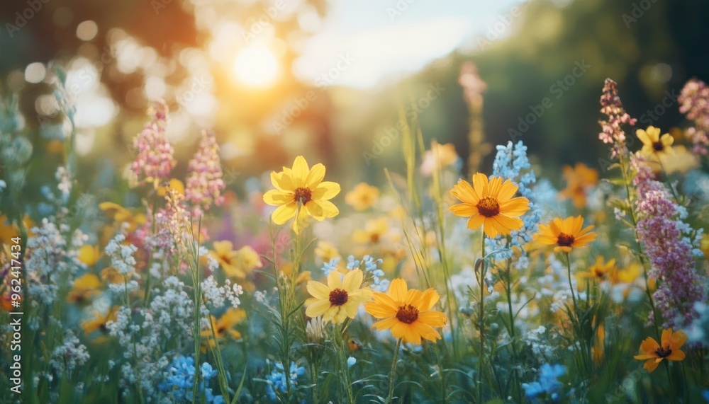 Vibrant Yellow Flowers in a Summer Meadow Vibrant Yellow Flowers in a Summer Meadow