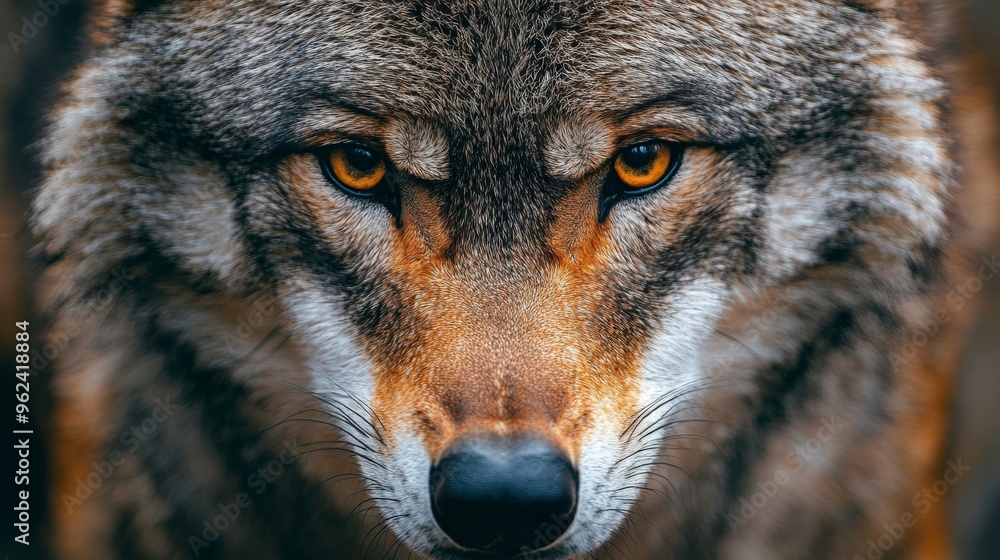 Fototapeta premium Intense Wolf Stare in a Detailed Portrait