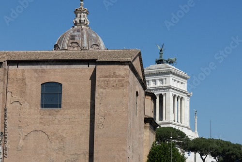 Rome, the Forum Romanum, the forum of Cesar and the remains of the Temple of Venus Genetrix, Monument to Vittorio Emanuele II photo