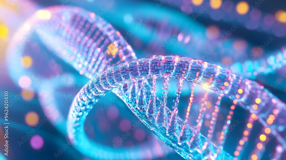Abstract DNA Structure with Blue and Pink Lights Abstract DNA Structure with Blue and Pink Lights